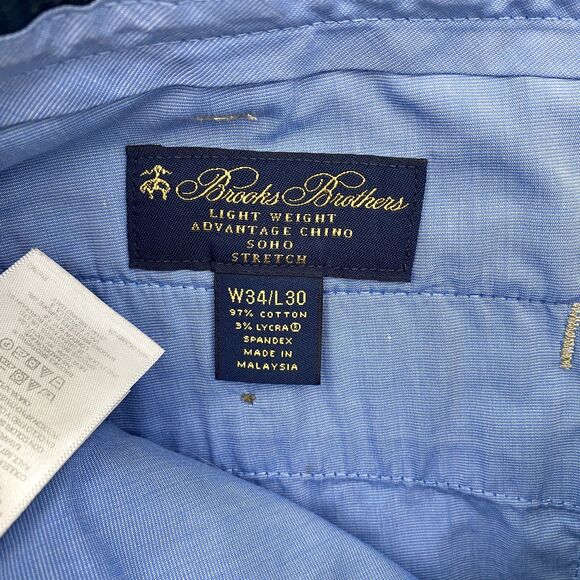 Brooks Brothers Pants Mens 34x30 Khaki Lightweight Chino Stretch Advantage Soho - Picture 5 of 11
